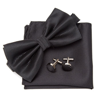 Bowtie Cravat Bow Ties Cufflinks Handkerchief Set