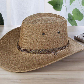 New Linen Men Western Cowboy Hat
