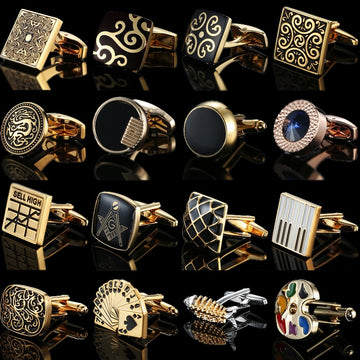 Retro Pattern Poker Bird Knot Fish Bullet Cufflinks