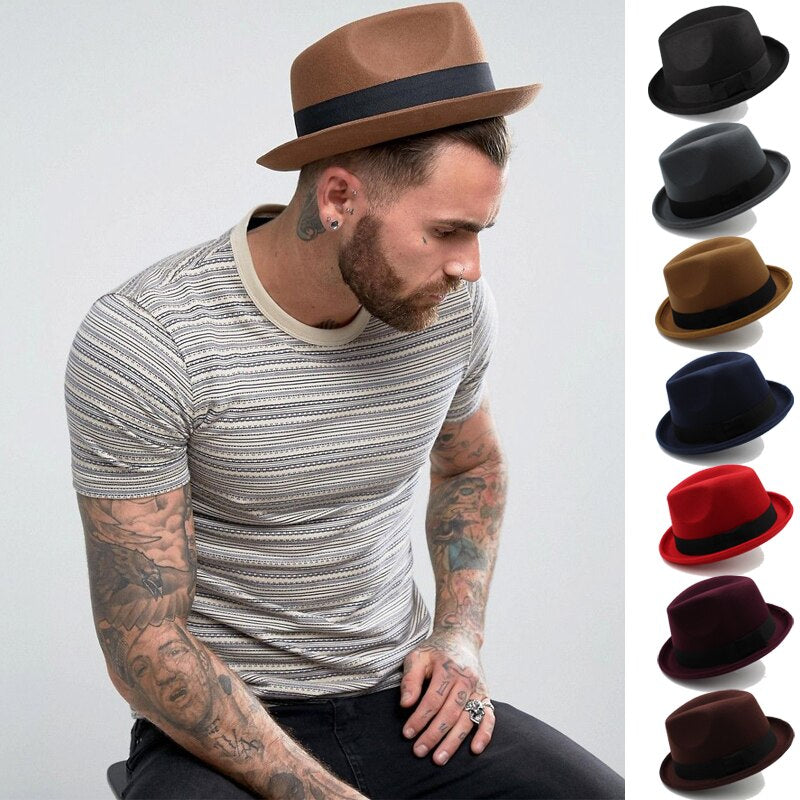 Unisex Fedora Hats Trilby Cap Jazz Homburg Classical Retro Street Style  Winter Size US 7 1/4
